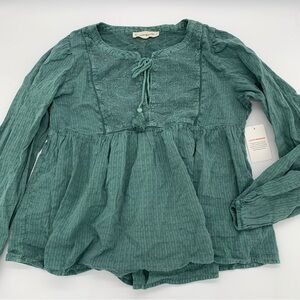 New Lucky Brand Teal Green Textured Top XS